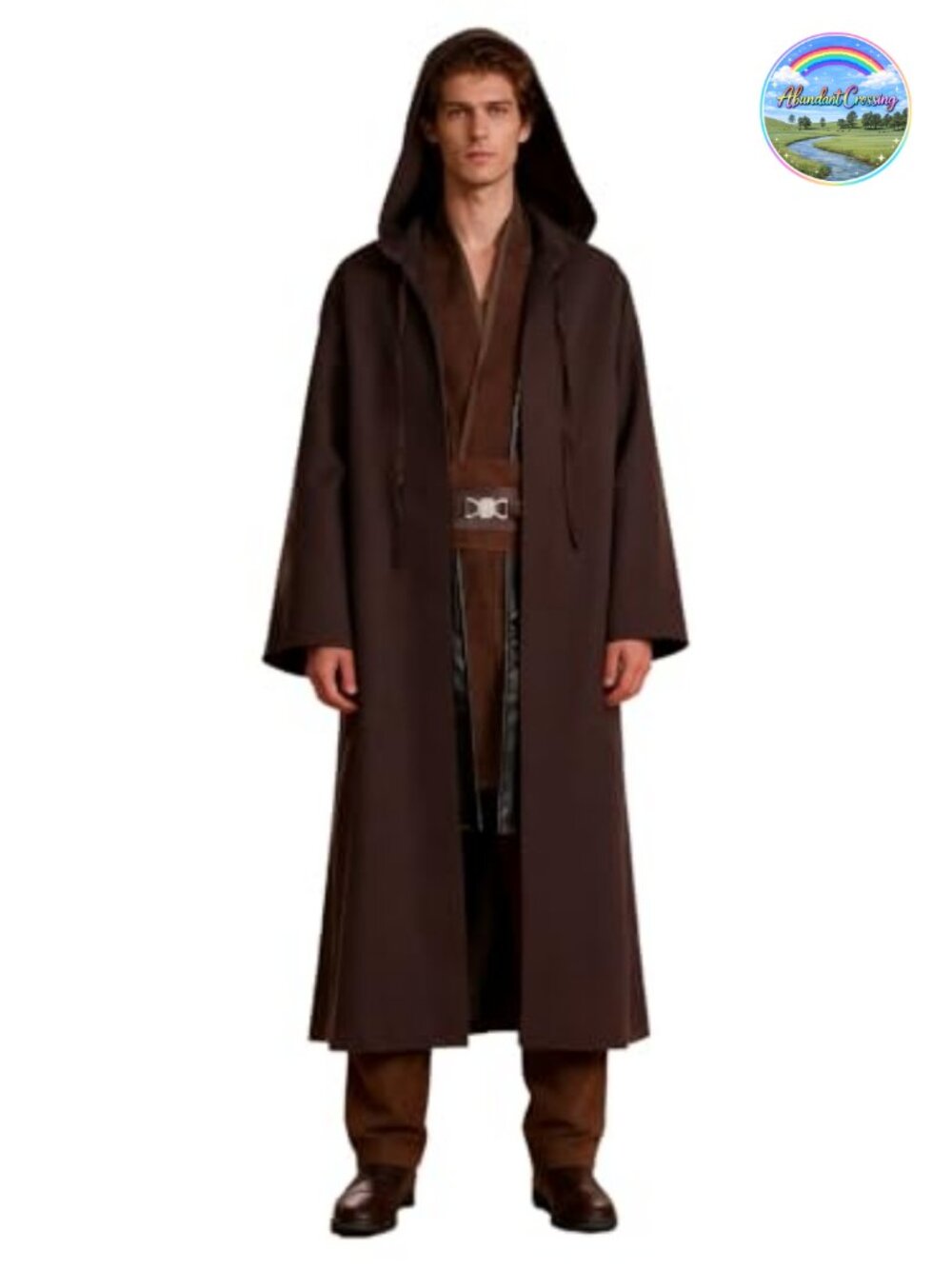 Men's Knight Tunic Hooded Robe Costume 6 Piece Set Cosplay Halloween